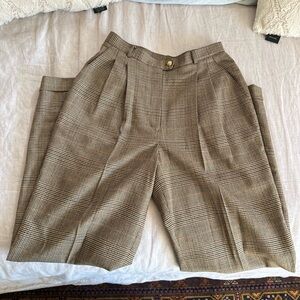 Vintage Style Plaid High-Waisted Trousers